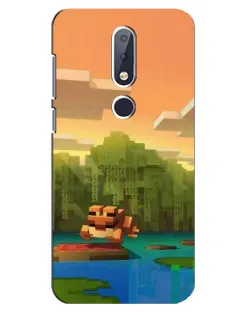 Чехол для Nokia 6.1 Plus с картинкой «Майнкрафт закат солнца»
