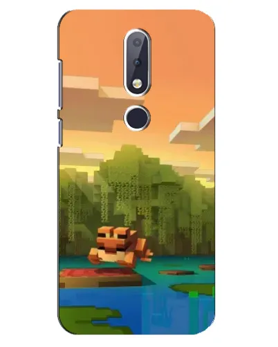 Чехол для Nokia 6.1 Plus с картинкой «Майнкрафт закат солнца»