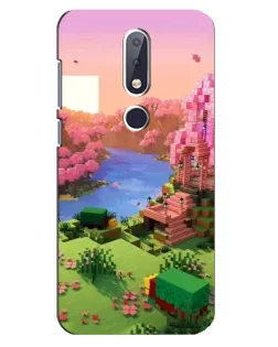 Чехол для Nokia 6.1 Plus с картинкой «Розовое дерево Minecraft»