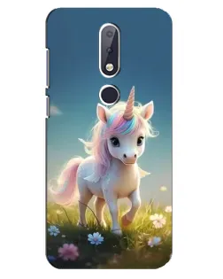 Чехол для Nokia 6.1 Plus с картинкой «Единорог на поляне»