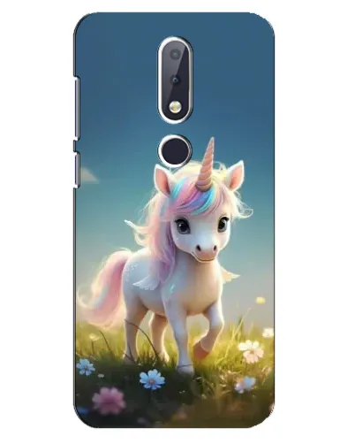Чехол для Nokia 6.1 Plus с картинкой «Единорог на поляне»