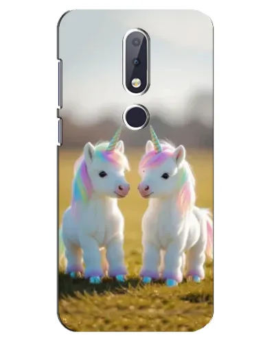 Чехол для Nokia 6.1 Plus с картинкой «Пара единорогов»