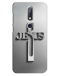 Чехол для Nokia 6.1 Plus с картинкой «Металлический крест Jesus»