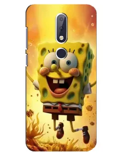 Чехол для Nokia 6.1 Plus с картинкой «Губка Боб прыгает»