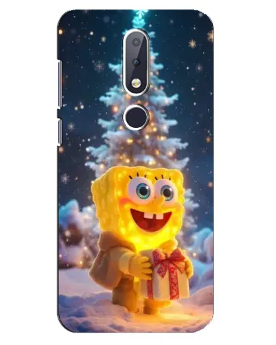 Чехол для Nokia 6.1 Plus с картинкой «Рождественский Спанч Боб»