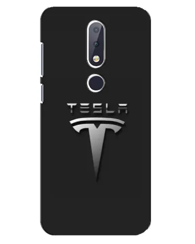 Чехол для Nokia 6.1 Plus с картинкой «Стальной логотип Tesla»