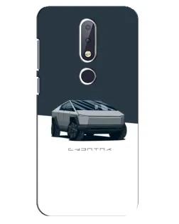 Чехол для Nokia 6.1 Plus с картинкой «Серебристый Cybertruck Tesla»