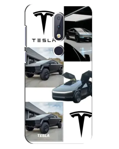 Чехол для Nokia 6.1 Plus с картинкой «Коллаж Cybertruck Tesla»