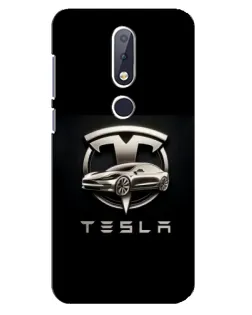 Чехол для Nokia 6.1 Plus с картинкой «Tesla — серебристое авто»