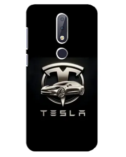 Чехол для Nokia 6.1 Plus с картинкой «Tesla — серебристое авто»