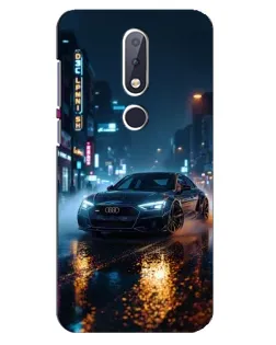 Чехол для Nokia 6.1 Plus с картинкой «Ночной город и Audi»