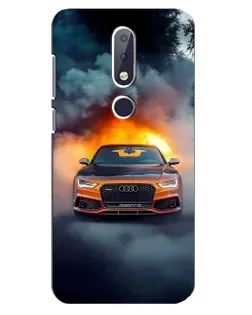 Чехол для Nokia 6.1 Plus с картинкой «Audi в огненном дыму»