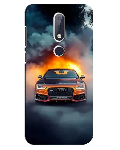 Чехол для Nokia 6.1 Plus с картинкой «Audi в огненном дыму» Чехол для Nokia 6.1 Plus с картинкой «Audi в огненном дыму»