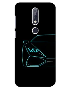 Чохол для Nokia 6.1 Plus з картинкою «Блакитний силует Lamborghini»