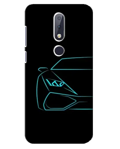 Чохол для Nokia 6.1 Plus з картинкою «Блакитний силует Lamborghini»