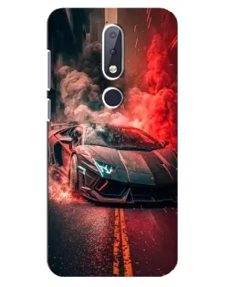 Чохол для Nokia 6.1 Plus з картинкою «Lamborghini червоний дим»