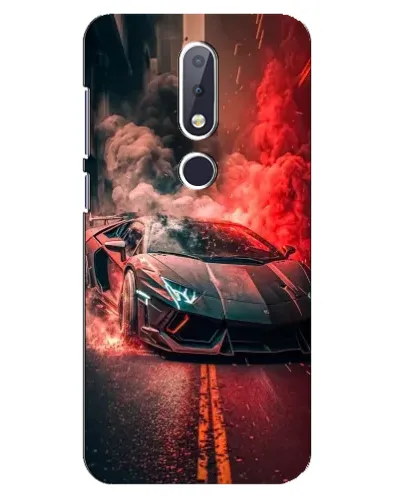 Чохол для Nokia 6.1 Plus з картинкою «Lamborghini червоний дим»