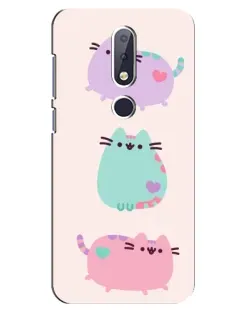 Чехол для Nokia 6.1 Plus с картинкой «Pusheen трио»