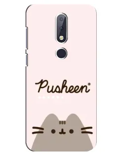 Чехол для Nokia 6.1 Plus с картинкой «Pusheen логотип»