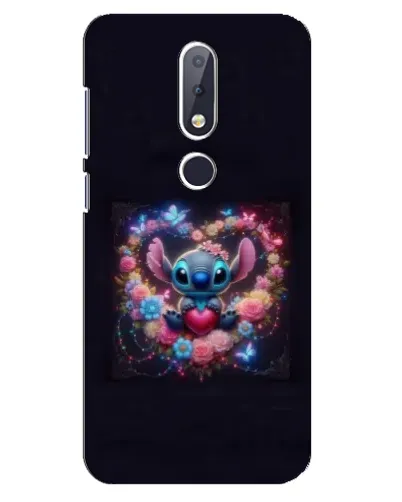 Чехол для Nokia 6.1 Plus с картинкой «Stitch в цветах»
