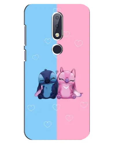 Чехол для Nokia 6.1 Plus с картинкой «Stitch и Angel Love»