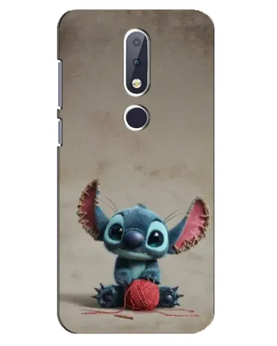 Чехол для Nokia 6.1 Plus с картинкой «Стич на коричневом фоне»