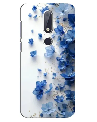 Чехол для Nokia 6.1 Plus с картинкой «Голубой цветочный каскад»