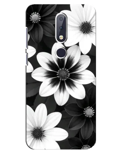 Чехол для Nokia 6.1 Plus с картинкой «Монохромные астры»