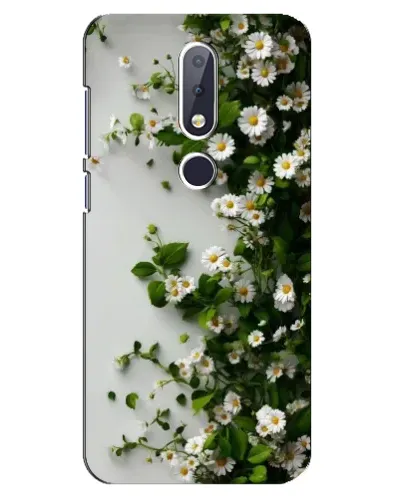 Чехол для Nokia 6.1 Plus с картинкой «Ветка мелких белых цветов»
