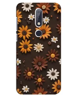 Чехол для Nokia 6.1 Plus с картинкой «Узор из маленьких подсолнухов»