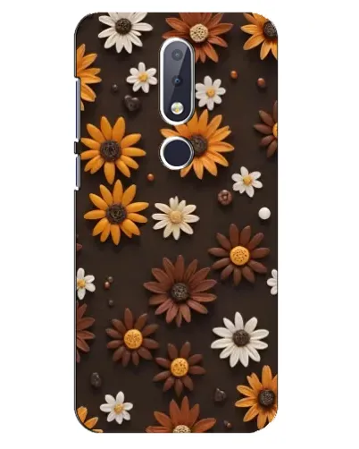 Чехол для Nokia 6.1 Plus с картинкой «Узор из маленьких подсолнухов»