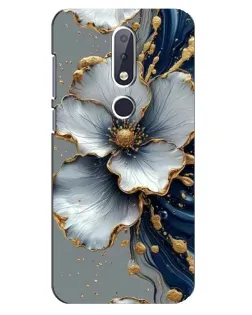 Чехол для Nokia 6.1 Plus с картинкой «Белый цветок и золотой флюид»