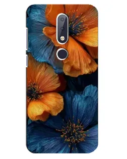 Чехол для Nokia 6.1 Plus с картинкой «Яркая сине-оранжевая флора»