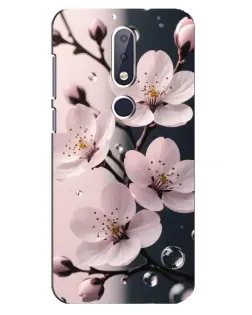 Чехол для Nokia 6.1 Plus с картинкой «Нежная сакура и капли»