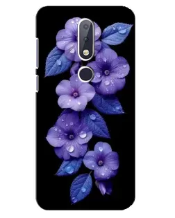 Чехол для Nokia 6.1 Plus с картинкой «Фиолетовые цветы с росою»