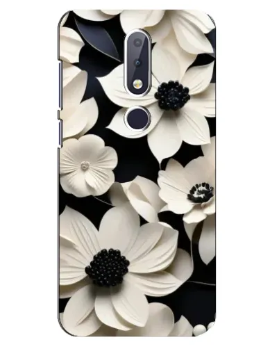 Чехол для Nokia 6.1 Plus с картинкой «Объемные белые цветы»