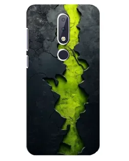 Чехол для Nokia 6.1 Plus с картинкой «Салатовый разлом скалы»