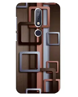 Чехол для Nokia 6.1 Plus с картинкой «Коричневые объемные квадраты»
