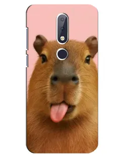 Чехол для Nokia 6.1 Plus с картинкой «Капибара с языком» Чехол для Nokia 6.1 Plus с картинкой «Капибара с языком»