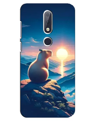 Чохол для Nokia 6.1 Plus з картинкою «Захід сонця з капібарою»