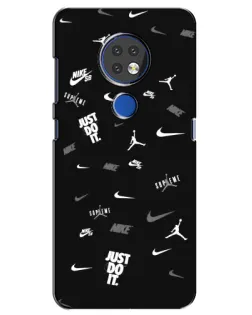 Чехол для Nokia 6.2 (2019) с картинкой «Nike Black Pattern»