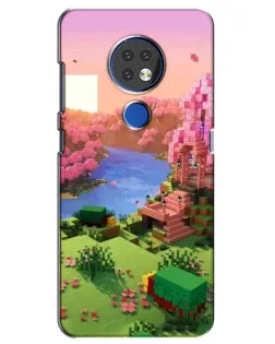 Чехол для Nokia 6.2 (2019) с картинкой «Розовое дерево Minecraft»