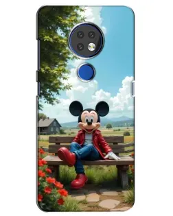 Чехол для Nokia 6.2 (2019) с картинкой «Микки на скамейке»