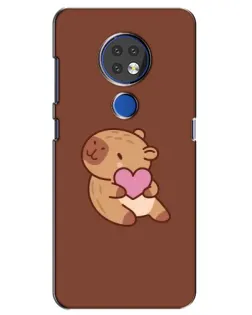 Чехол для Nokia 6.2 (2019) с картинкой «Капибара с сердцем»