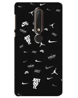 Чехол для Nokia 6 2018 с картинкой «Nike Black Pattern»