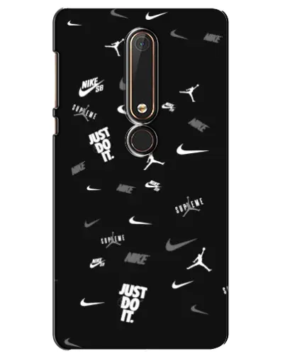 Чехол для Nokia 6 2018 с картинкой «Nike Black Pattern»