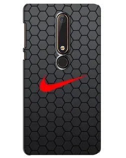 Чехол для Nokia 6 2018 с картинкой «Nike — карбоновая сетка»