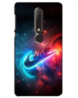 Чехол для Nokia 6 2018 с картинкой «Огненный логотип Nike»