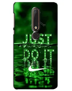 Чехол для Nokia 6 2018 с картинкой «Зеленый неоновый Nike»