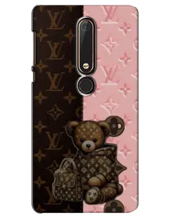 Чехол для Nokia 6 2018 с картинкой «Мишка в стиле LV»